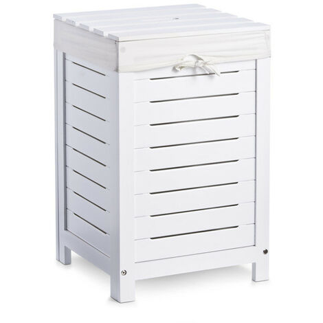 Zeller Panier à linge scandinave blanc 35x35x55 cm