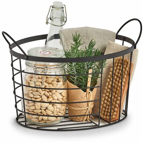 Zeller Panier de rangement métal noir mat 35x23.5x23 cm