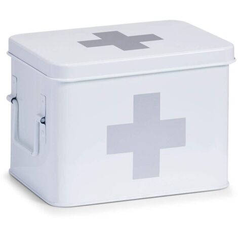 Zeller Scatola di pronto soccorso in metallo bianca 21,5x16x16 cm