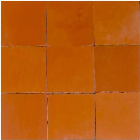 Zellige Marocain traditionnel. véritable. artisanal 10x10cm ép. 1.2cm - couleur : Orange - 74 - Gioia Materia