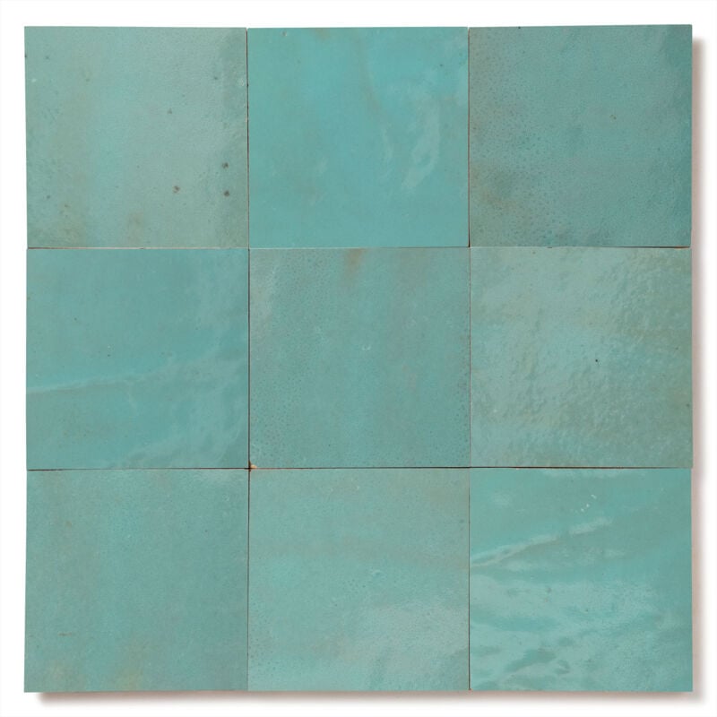 Zellige véritable Carrelage Artisanal - 10x10 cm - Bleu Maldives (vendu par boîte de 0,5m²)