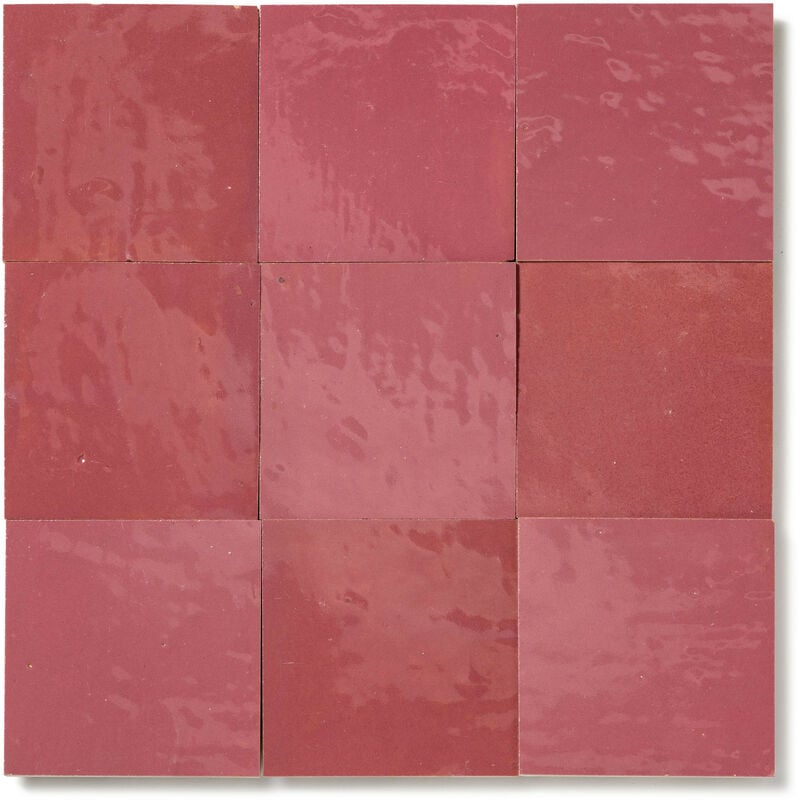 Zellige véritable Carrelage Artisanal - 10x10 cm - Rose Ancien (vendu par boîte de 0,5m²)