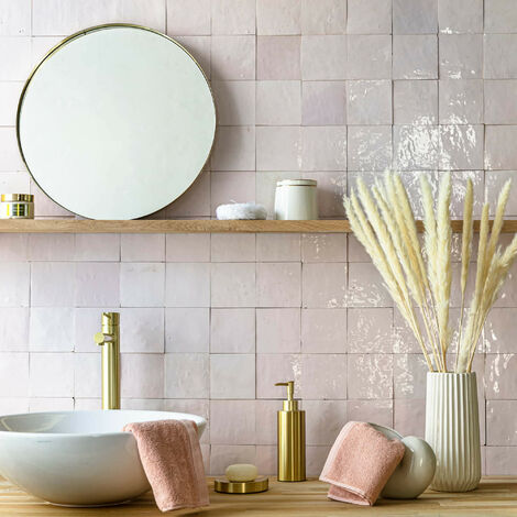 Zellige véritable Carrelage Artisanal - 10x10 cm - Rose Pale (vendu par boîte de 0,5m²)