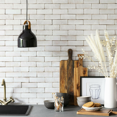Zellige véritable Carrelage Artisanal - 5x15 cm - Blanc Fes (vendu par boîte de 0,5m²)