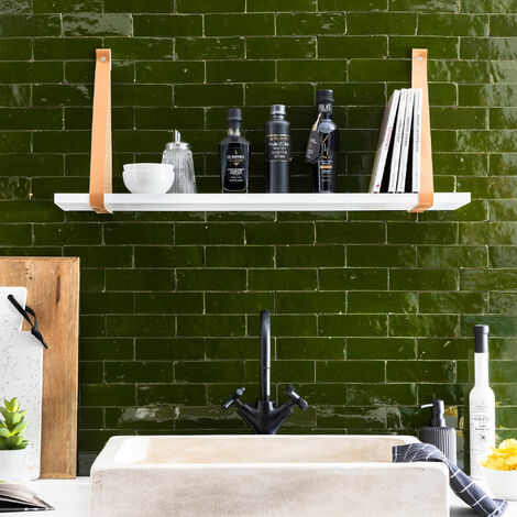 Zellige véritable Carrelage Artisanal - 5x15 cm - Vert Impérial (vendu par boîte de 0,5m²)