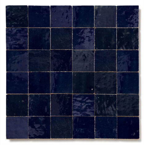 Zellige véritable Carrelage Artisanal - 5x5 cm - Bleu Nuit (vendu par plaque de 0,09 m² - 30x30 cm)