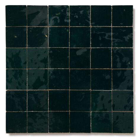 Zellige véritable Carrelage Artisanal - 5x5 cm - Bleu Océan (vendu par plaque de 0,09 m² - 30x30 cm)