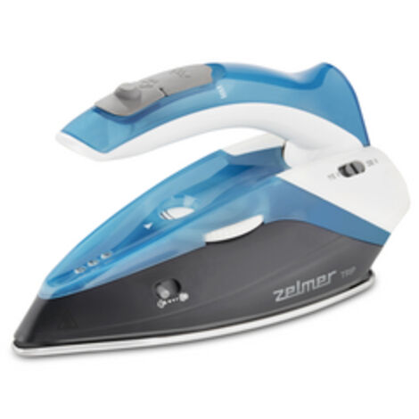 Zelmer ZIR0500 Trip - Żelazko parowe, moc 1100W, maksymalny wyrzut pary 75g, stały wyrzut pary 0-15g/min, pojemność zbiornika na wodę 280 ml, składany uchwyt, système zapobiegający kapaniu, Niebiesks.