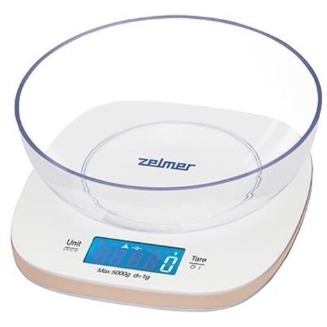 Zelmer ZKS1451 - Báscula digital de cocina (1 g a 5 kg, con función de tara, pantalla LCD)
