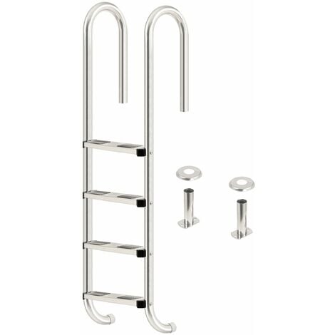 ZELSIUS Escalera para piscina de acero inoxidable con 4 peldaÃ±os 50 x 26,5 x 157 cm