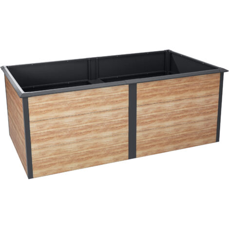 Zelsius Huerto elevado para jardín o balcón antracita RAL 7016  200 x 100 x 77 cm, efecto madera