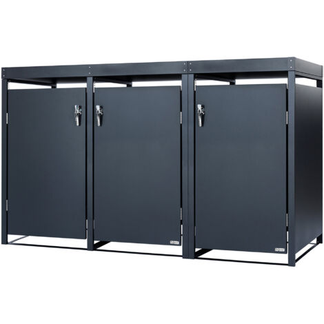 Zelsius Mülltonnenbox 3er mit Pflanzdach für 3 Tonnen  120 - 240 Liter  Anthrazit RAL 7016