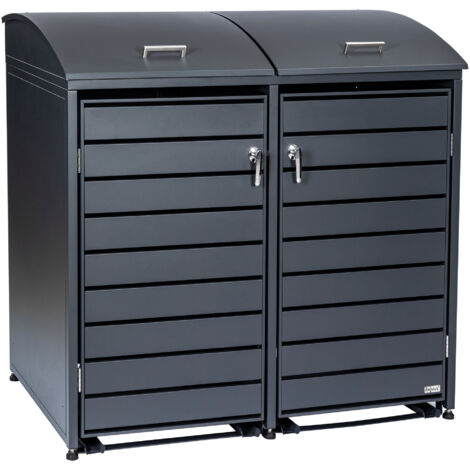 Zelsius Mülltonnenbox mit abgerundetem Deckel für zwei 120 - 240 Liter Mülltonnen Anthrazit RAL 7016
