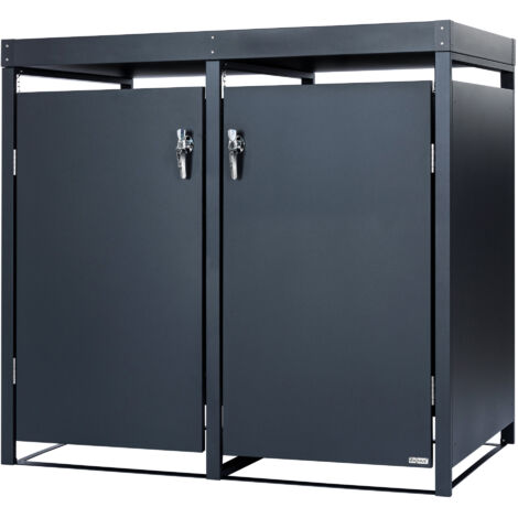 Zelsius Mülltonnenbox mit Pflanzdach für zwei 120 - 240 Liter Mülltonnen, Anthrazit RAL 7016