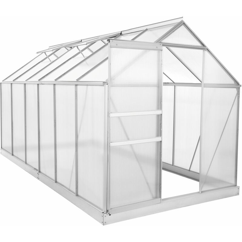 Zelsius - Serre en aluminium pour le jardin (avec base) | 380 x 190 cm | Panneaux de 6 mm