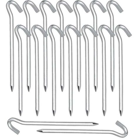 Zeltnägel, 20 Stück, Bodenanker für Zelte, Camping, Gartenarbeit, verzinkter Stahl, silberne Zeltnägel
