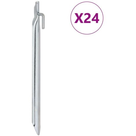 Zeltpfosten 24 Stück V-Form 25 cm Ø20 mm verzinkter Stahl