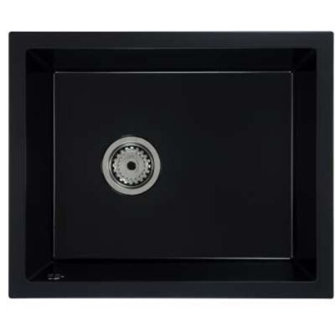 ZELVO Küchenspüle, Spülbecken, Spüle Granit schwarz 560 x 460 x 200 mm Model 6