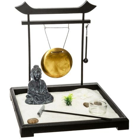 Zen-Garten - Metall - schwarz - 26x26 cm - Atmosphera créateur d'intérieur