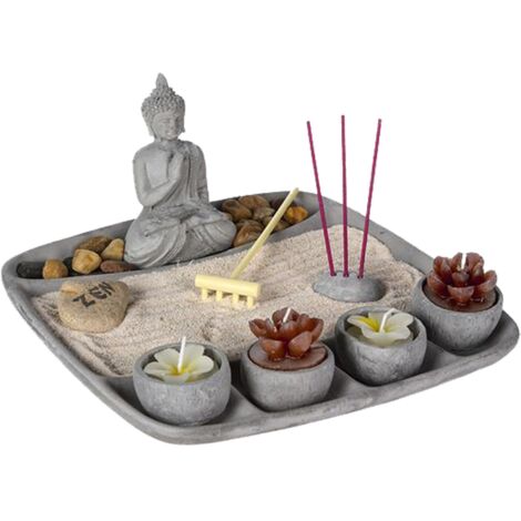 Zen-Garten - Zement - grau - 24x12 cm - Atmosphera créateur d'intérieur