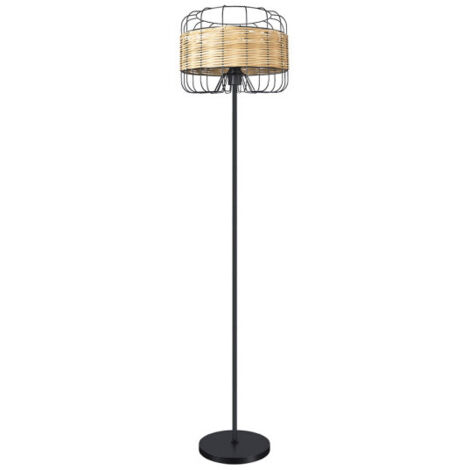 Zenda Wohnzimmerfuß 1xe27 Schmiede/Rattan 150x35x35 cm