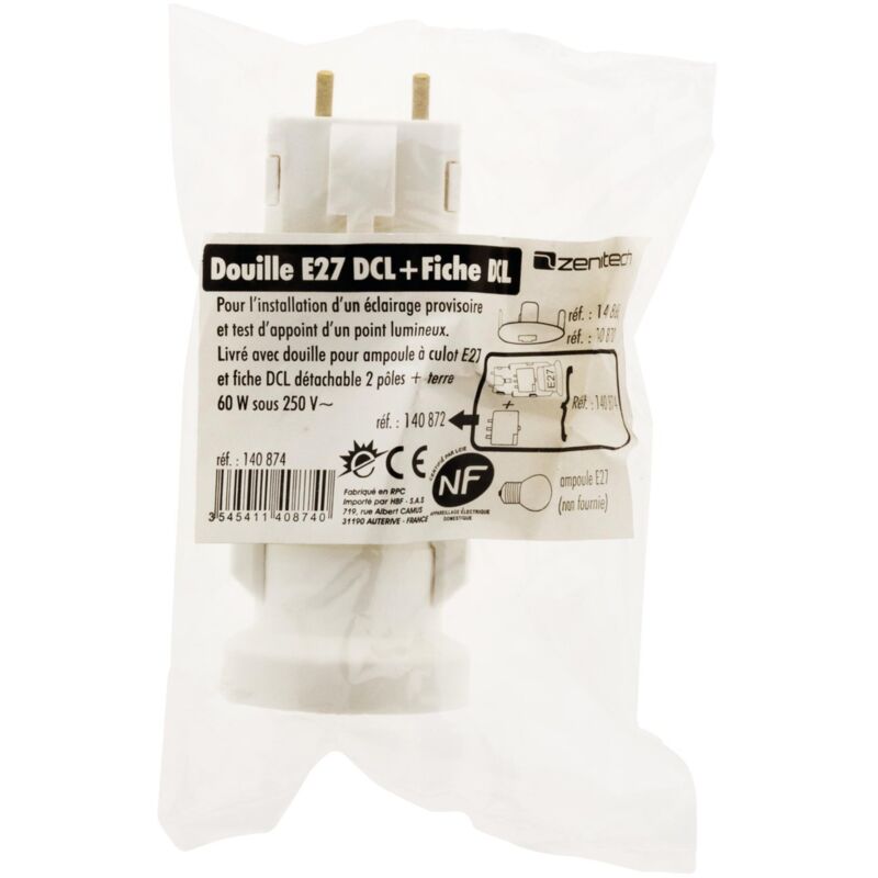 Attacco E27 + spina Dcl 6a-250v