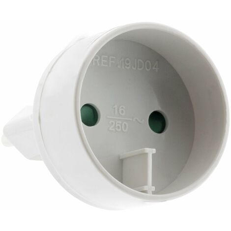 Zenitech – Adaptateur mâle 6A vers femelle 16A – Prise électrique 230V – Puissance 1320W (6A) / 3500W (20A) – Design blanc élégant