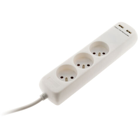 Zenitech – Bloc multiprise 3 prises 16A 2P+T avec 2 ports USB 2.1A – Longueur 1m – Puissance 3680W – Protection enfant intégrée