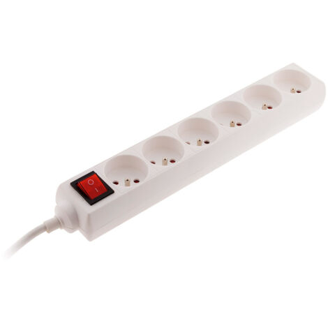 Zenitech – Multiprise 6 prises 16A 2P+T avec interrupteur lumineux – Sécurité enfant – Cordon 1m – Compact pour espaces restreints