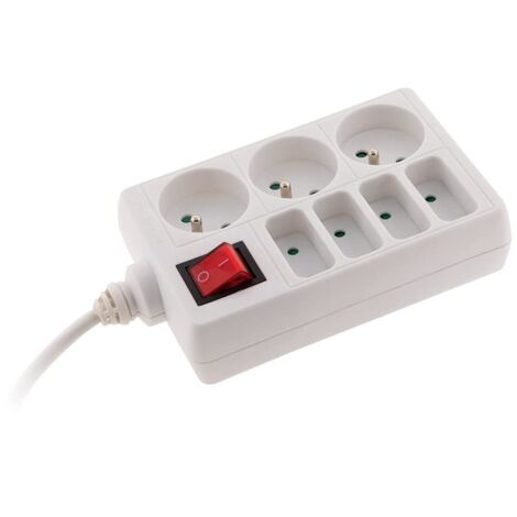 Zenitech - Blocco multipresa 4 x 6 A + 3 x 16 A, colore: Bianco