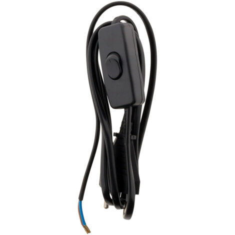 Zenitech – Cordon électrique avec interrupteur 1,5m – Câble HO3VVH2-F 2x0,75mm² – Puissance max 460W sous 230V – Noir