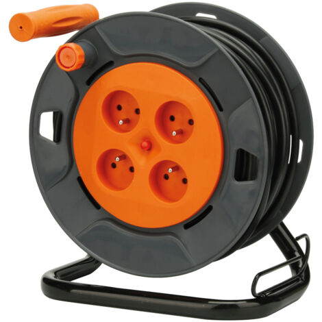 Zenitech – Enrouleur électrique 4 prises 2P+T 16A 30m – Câble HO5VV-F 3G1,5mm² – Protection thermique et de surcharge jusqu'à 3000W