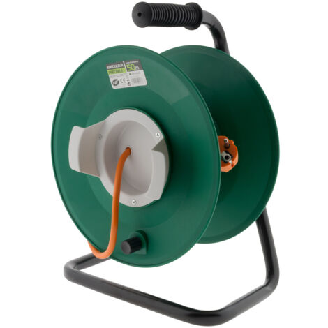Zenitech – Enrouleur électrique 25m 2 prises 1100W – Coupe-circuit 16A – Câble H05VV-F 2x1,5mm² – Pour appareils de jardinage