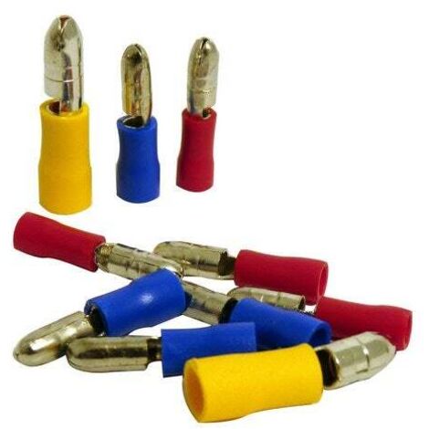 Zenitech – Lot de 10 cosses mâles rondes – Connexion sécurisée pour fils rigides et souples – Isolant de qualité pour protection électrique