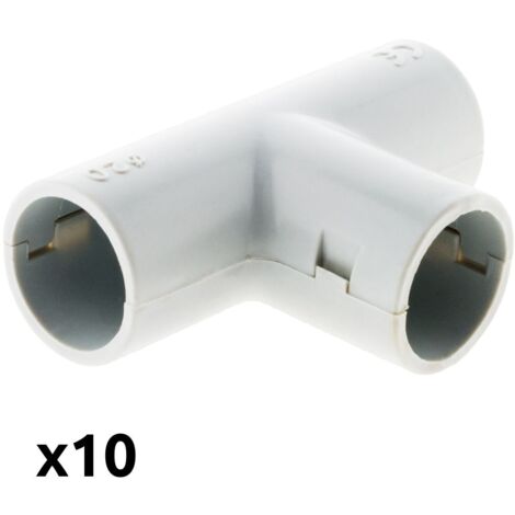 Zenitech – Lot de 10 tés de dérivation pour tube IRL Ø20mm – PVC rigide gris – Installation facile pour câblage électrique sécurisé
