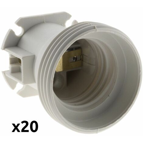 Zenitech – Lot de 20 douilles de chantier E27 – Culot E27 pour installations temporaires – Compatible ampoules E27 – Blanc