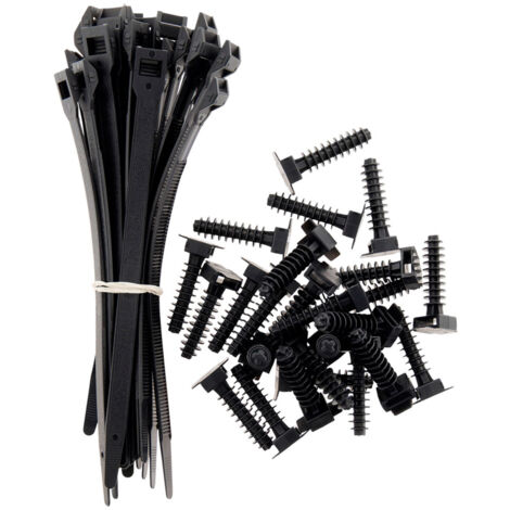 Zenitech – Lot de 25 colliers noir 9x180 mm avec 25 embases – Fixation rapide pour surfaces propres – Pour câbles et objets divers - NOIR 9 X