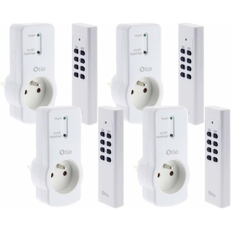 Zenitech – Lot de 4 prises télécommandées 25m – Télécommande CR2032 incluse – Puissance 1000W – Pour éclairage et équipements multimédia