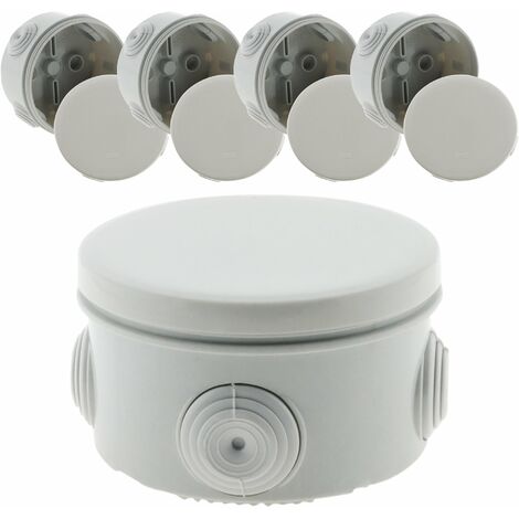 Zenitech – Lot de 5 boîtes de dérivation étanches Ø80mm IP55 – Couvercle 1/4 de tour – Pour installations électriques extérieures