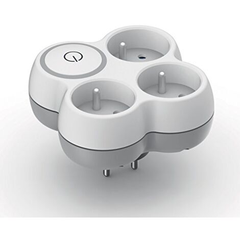 Zenitech – Multiprise 3 prises avec interrupteur – Puissance 16A – Protection contre surcharges – Design moderne blanc et gris