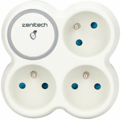 Zenitech – Multiprise triplite parafoudre 3 prises 2P+T 16A – Protection 3680W – Indicateur de protection intégré – Design compact pour espaces réduits