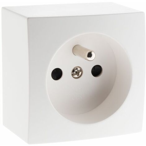 Zenitech – Prise de courant 16A 2P+T simple en saillie – Blanc – Polycarbonate – Installation rapide avec bornes automatiques – 3680W