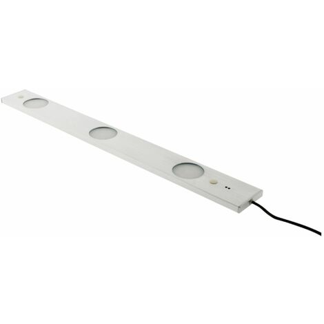 Zenitech – Réglette LED ultraplate 3 spots 6,2W avec détecteur de mouvement – Inox brossé – Angle d'éclairage 120° – Tension 12V – Durée de vie 3000h