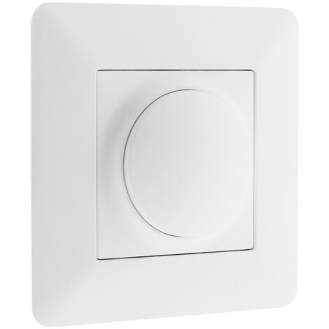 Zenitech – Variateur de lumière rotatif blanc – Compatible LED 7W à 150W – Installation encastrée – Bornes à vis pour câblage facile