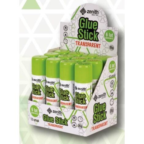 Zenith - Bâton de colle transparent 25 g (12 pièces) - pour l'école et le bureau