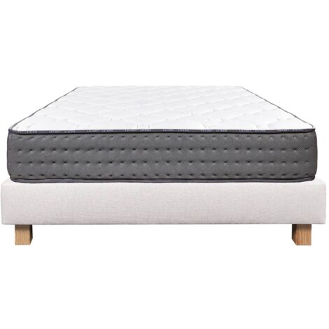 ZENITH - Ensemble Matelas Mousse Ep.20cm + Sommier Tapissier Beige 140x190 cm