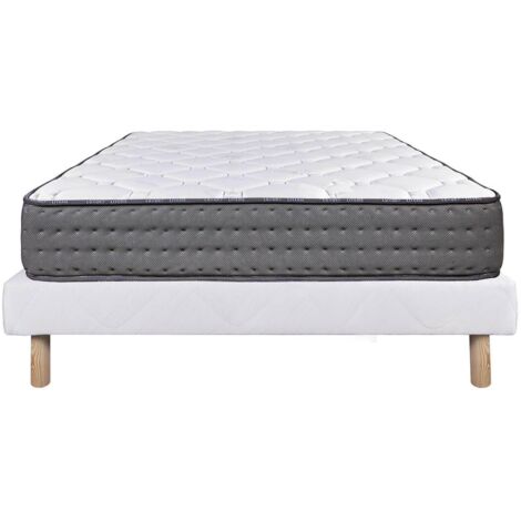 ZENITH - Ensemble Matelas Mousse Ep.20cm + Sommier Tapissier Blanc 160x200 cm