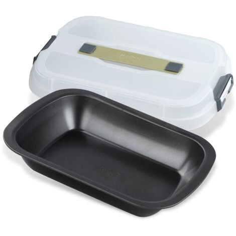 Zenker Bake, Click & Go - Pirofila per dessert e casseruola con cappuccio - 34 x 24,5 x 8 cm - Teglia da forno con coperchio coordinato per il trasporto diretto - Teglia per torte da forno e trasporto
