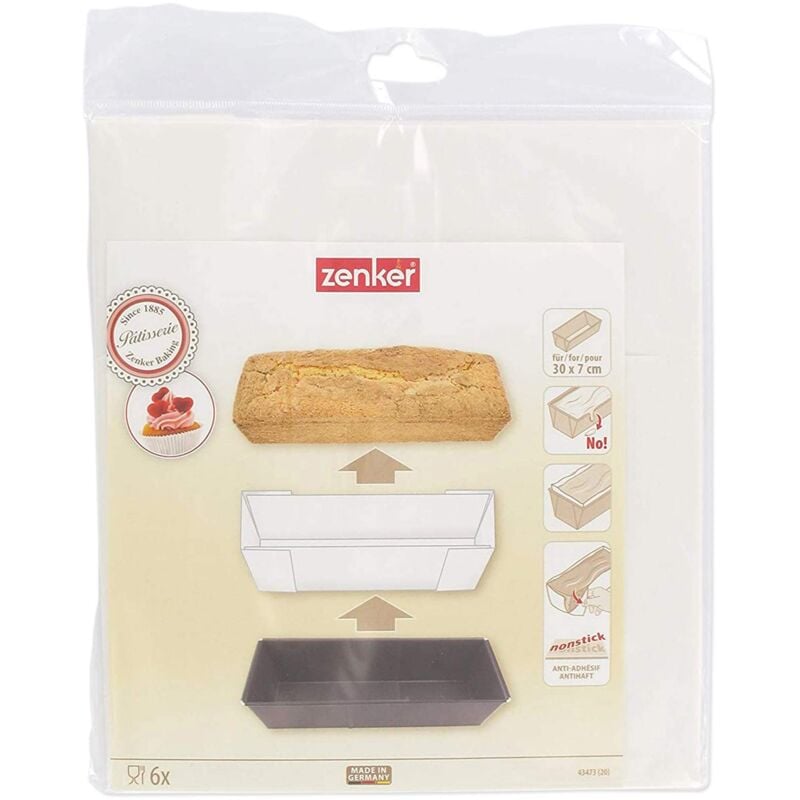 Carta da Forno Sagomata per plumcake, Bianco, 42x22x0.05 cm - Zenker