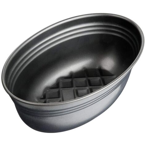 Zenker Stampo ovale 26,5cm con fondo a nido d'ape per Pane e Lievitati Carbon Steel con rivestimento antiaderente Teflon Classic Colore nero Linea Black Metallic